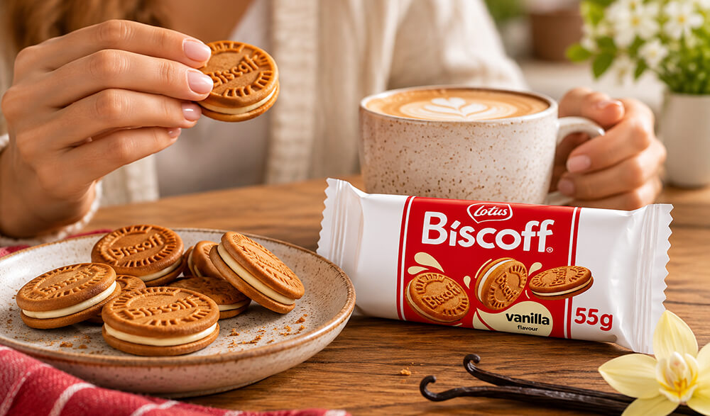 Lotus Biscoff Sušenky plněné krémem s vanilkovou příchutí 55g